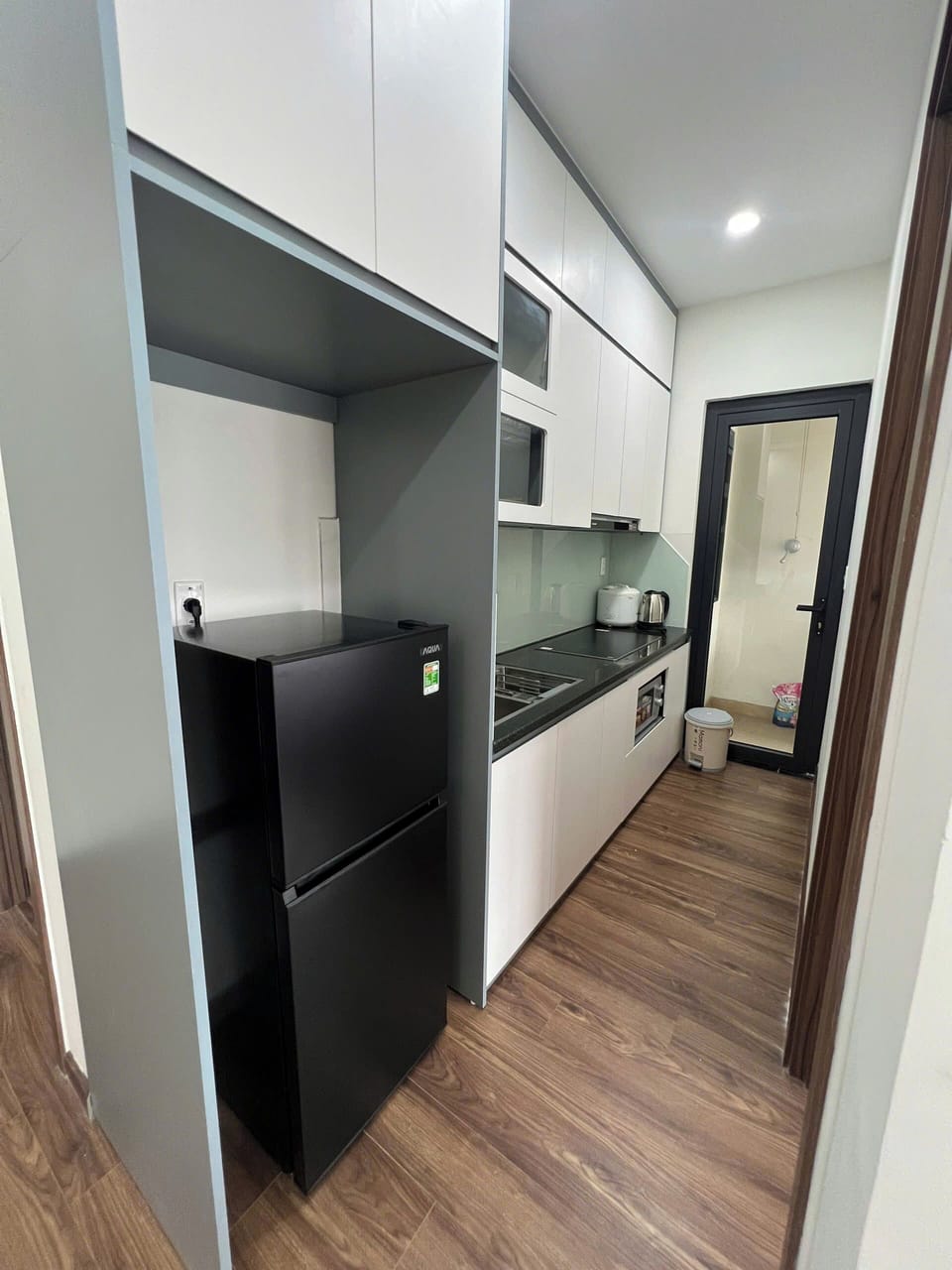 Fridge, microwave, electric kettle, rice cooker