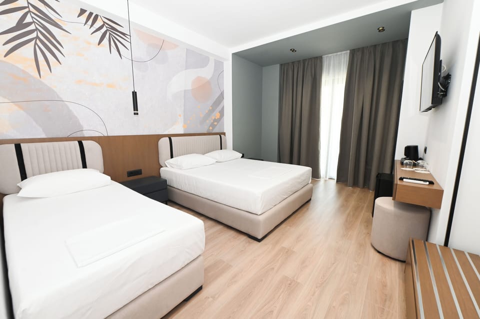 Desk, free WiFi, bed sheets