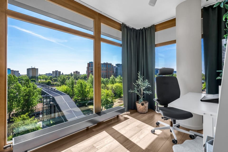 Modern Working Space with Adjustable Desk | Book Now with RENTUJEMY