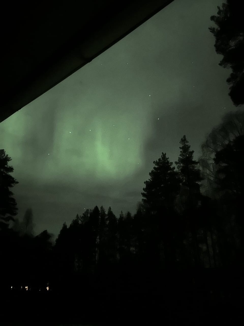 View of northern lights from master bedroom