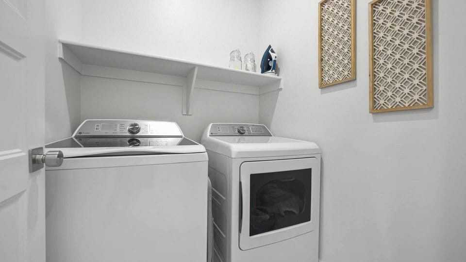 Pack light! The laundry room features a full-size washer and dryer for your convenience. We even provide detergent and fabric softener.