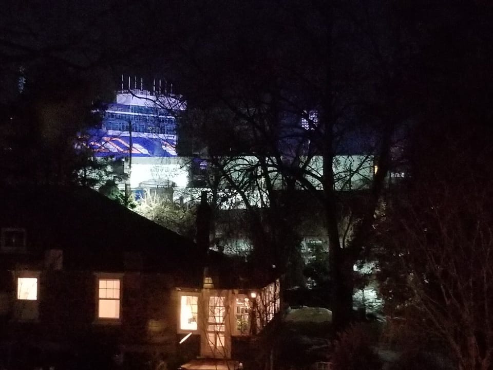 literally across the street from the stadium!