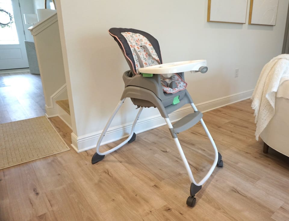 A convenient highchair is provided for families traveling with little ones.