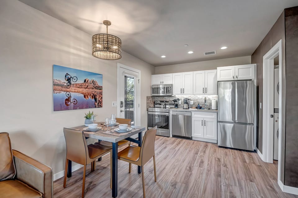 Fully Equipped Kitchen Space with Stainless Steel Appliances