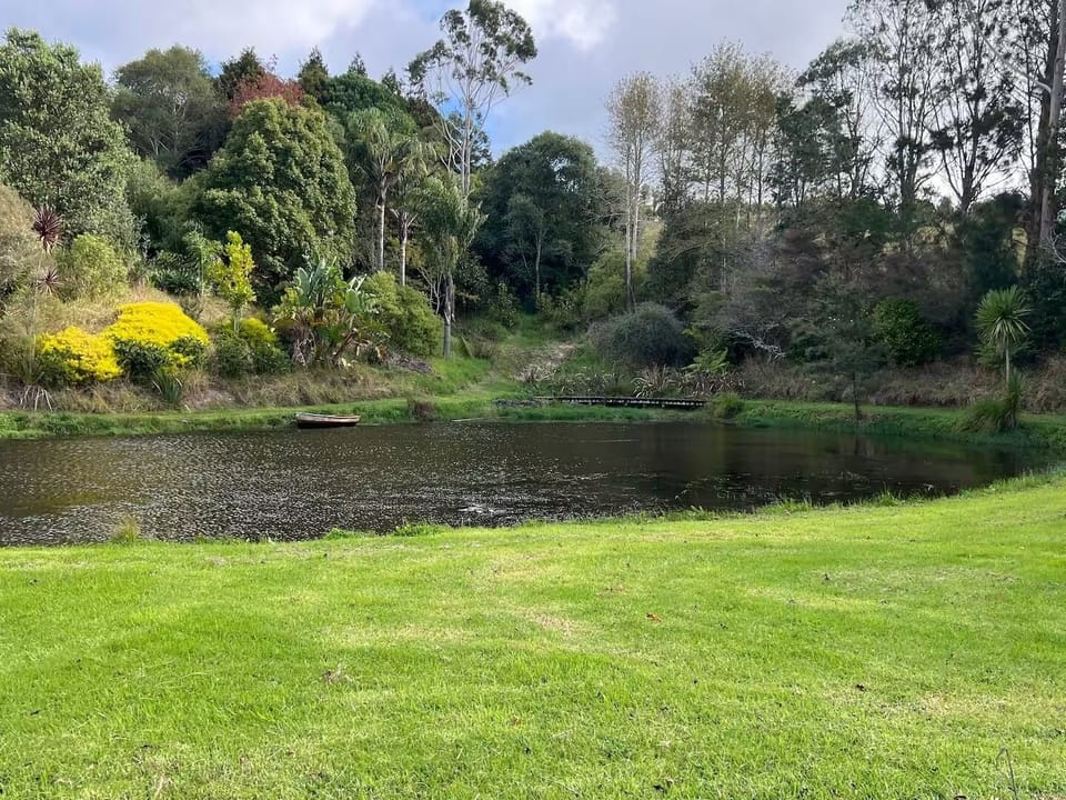 View of the ponds from the side of the cabins.
