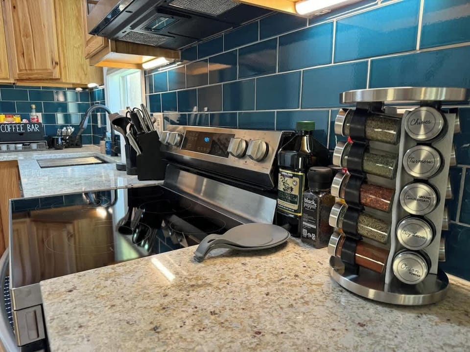 Guests have access to cooking oils and common spices.