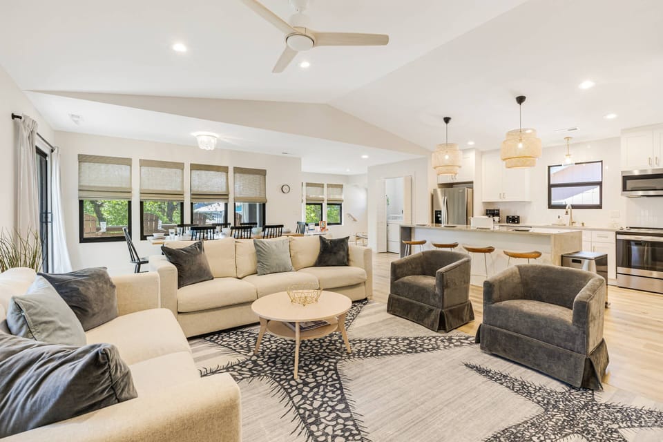 Cozy up! Our living room offers the perfect space with a comfortable sofa.