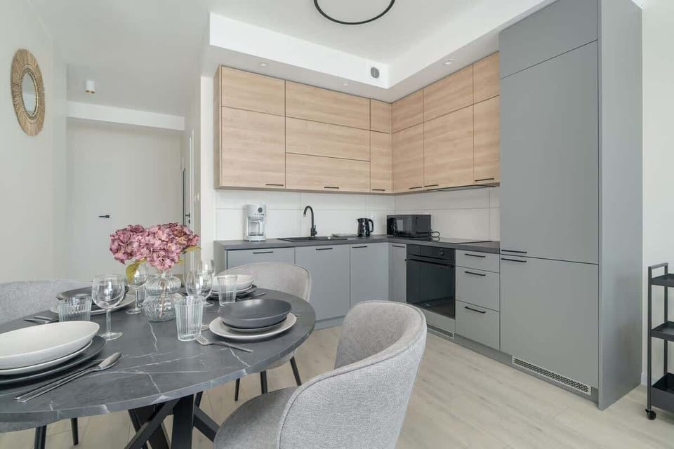 Kitchenette with a microwave