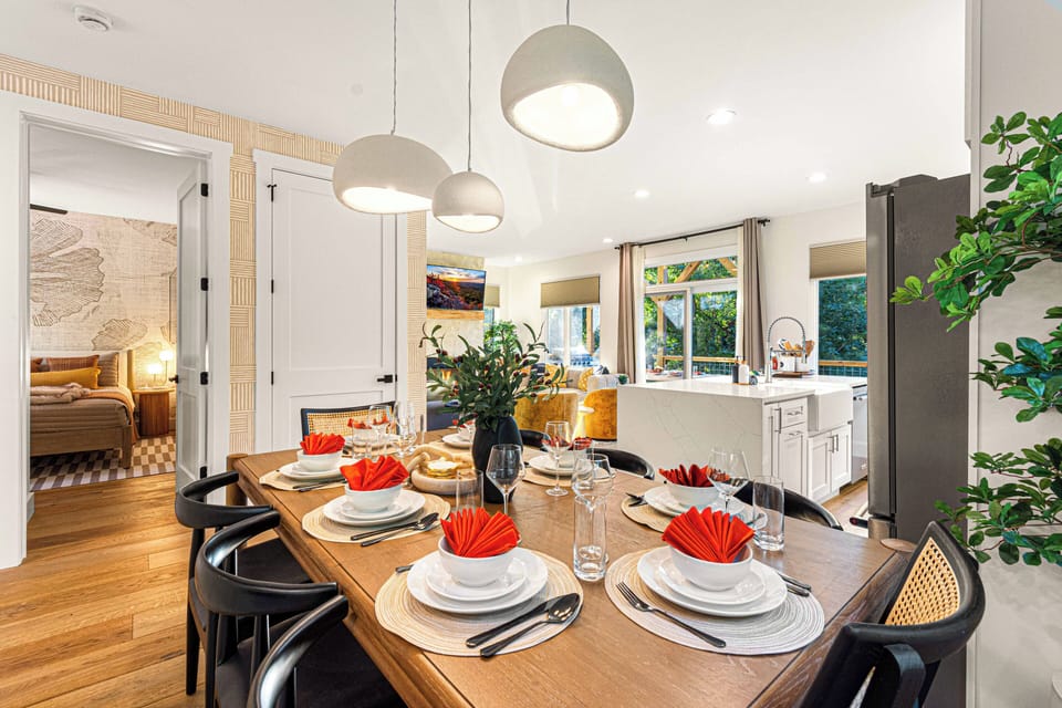 This cozy, open-concept space is perfect for spending quality time with those you’re traveling with, whether you’re preparing meals, sharing stories, or relaxing together. Plus, a serene king bedroom is conveniently located on this main floor for easy access.