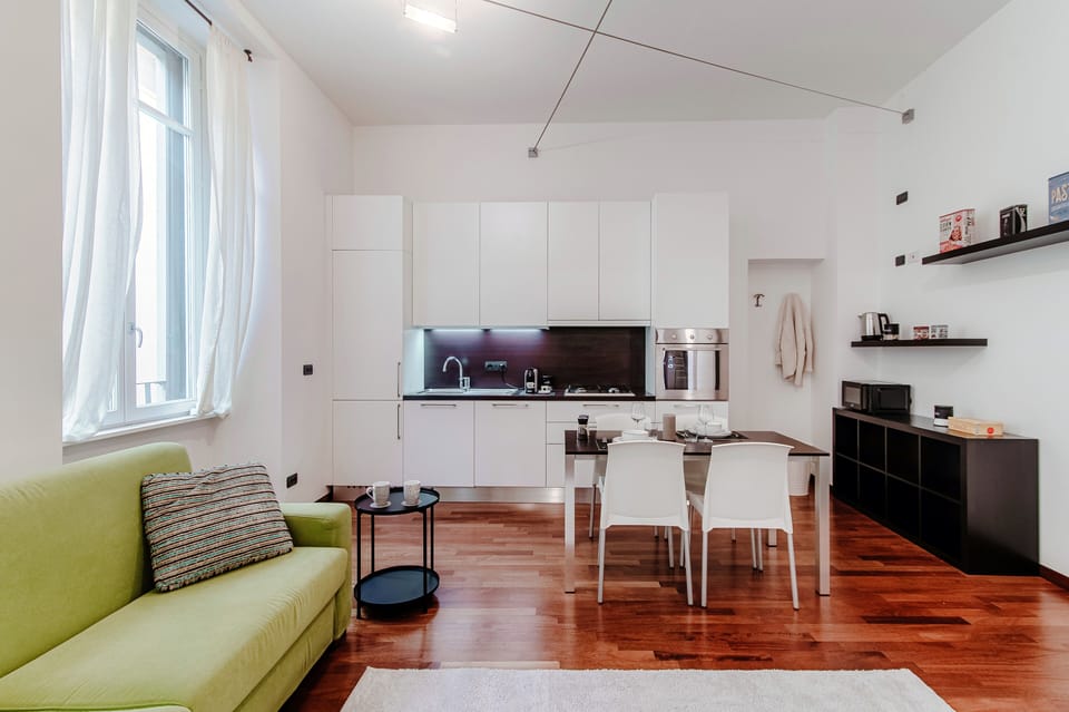Apartment | Private kitchen | Full-size fridge, microwave, oven, stovetop