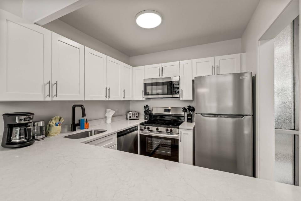 Bright and clean kitchen ready for your meal prepping.