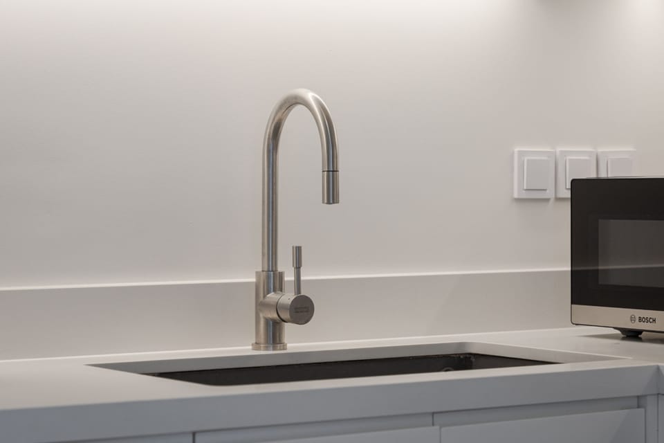 Luxury Apartment | Private kitchen | Fridge, microwave, oven, stovetop