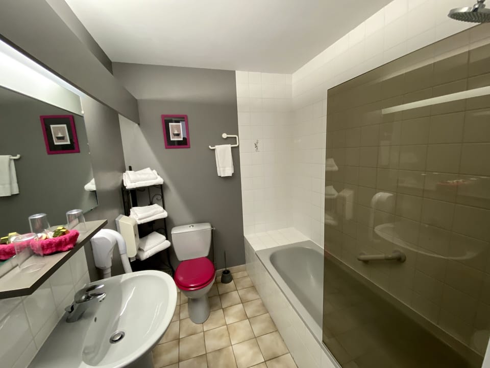 Free toiletries, hair dryer, towels