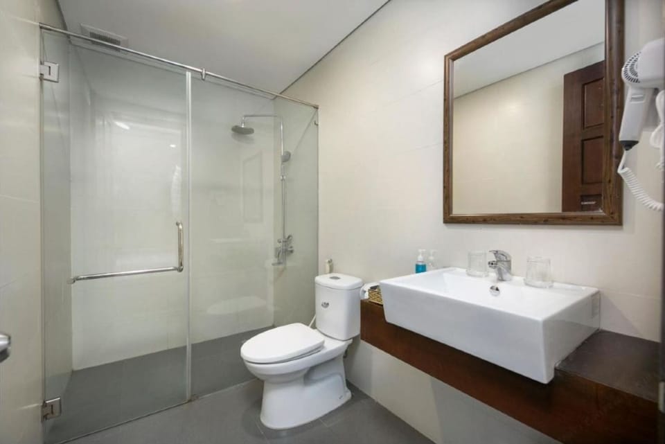Shower, hair dryer, slippers, bidet