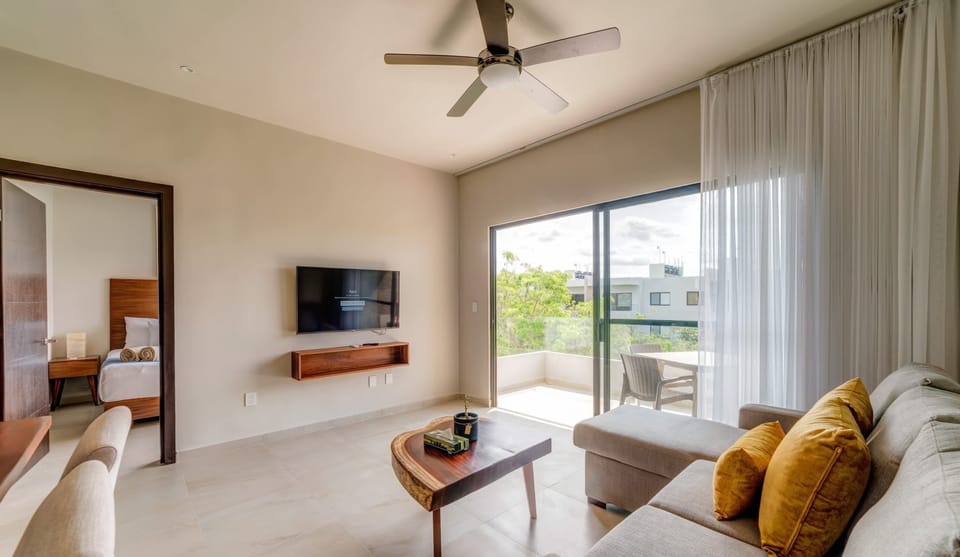 Lots of natural light comes through during the day.