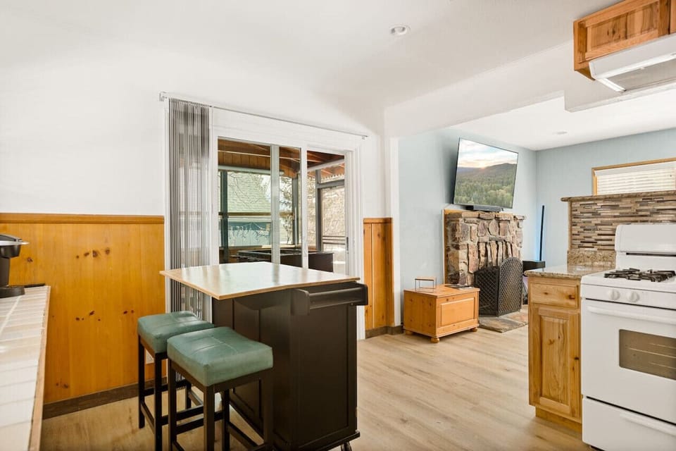 Seating for two at the kitchen island.