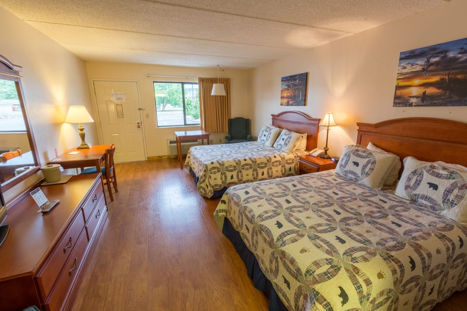 Standard Room, 2 Queen Beds, Smoking | Desk, soundproofing, iron/ironing board, cribs/infant beds