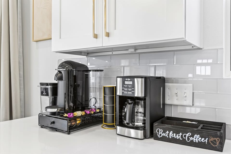 Vacation rule #1: nobody talks before coffee. Nespresso, drip, or french press — every coffee drinker in the family is covered.