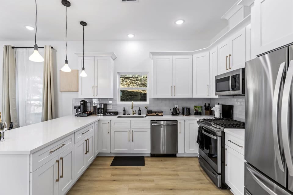 Cook like you're home, but better. A fully stocked kitchen with all-new stainless appliances makes family meals easy.