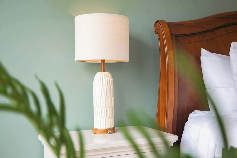 A ceramic bedside lamp