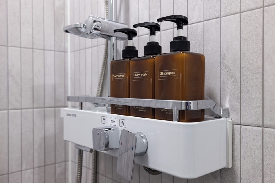 Shower, hair dryer, slippers, bidet