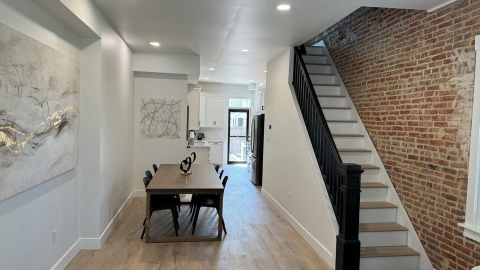 Dining area with seating for six.