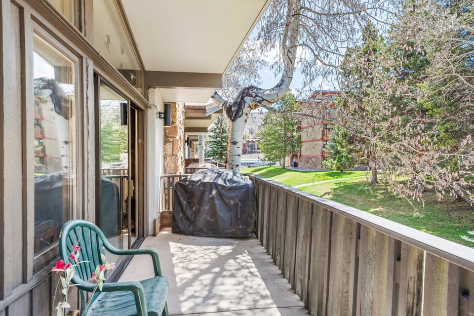 You will enjoy relaxing on this large private balcony surrounded by Aspen and Pine trees.  A BBQ grill is available for you to use during your stay.