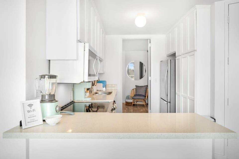 Kitchen has all essentials needed for a comfortable stay. Keurig shown has been replaced with a drip coffee machine. 