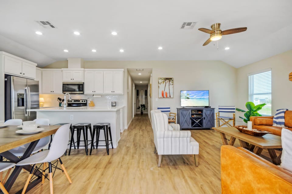 Embrace coastal vibes in this beach-inspired living space.