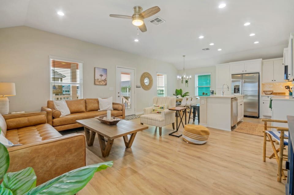 Sink into comfy sofas in the living room for movie nights.