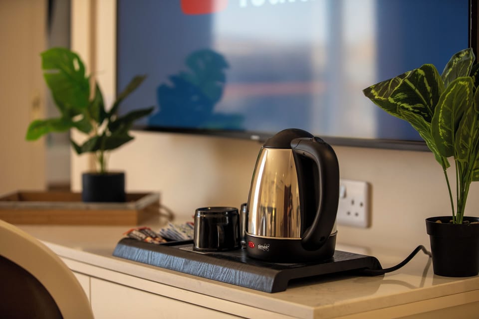 In-room safe, desk, laptop workspace, soundproofing