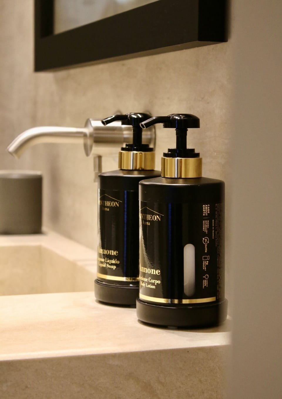 Designer toiletries, hair dryer, bathrobes, slippers