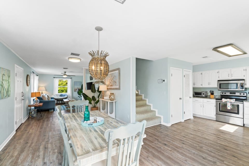 The dining area easily seats 8 people.