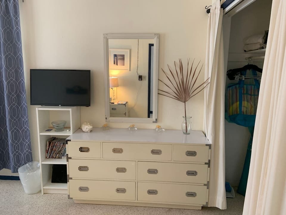 Enter the Yacht Bedroom. Each bedroom now has a smart TV