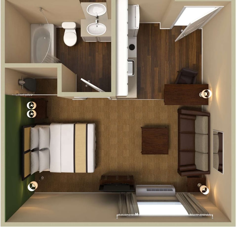 Deluxe Studio, 1 King Bed with Sofa bed, Non Smoking | Pillowtop beds, desk, blackout drapes, iron/ironing board