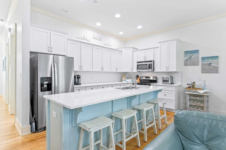 Modern kitchen with island seating for 4