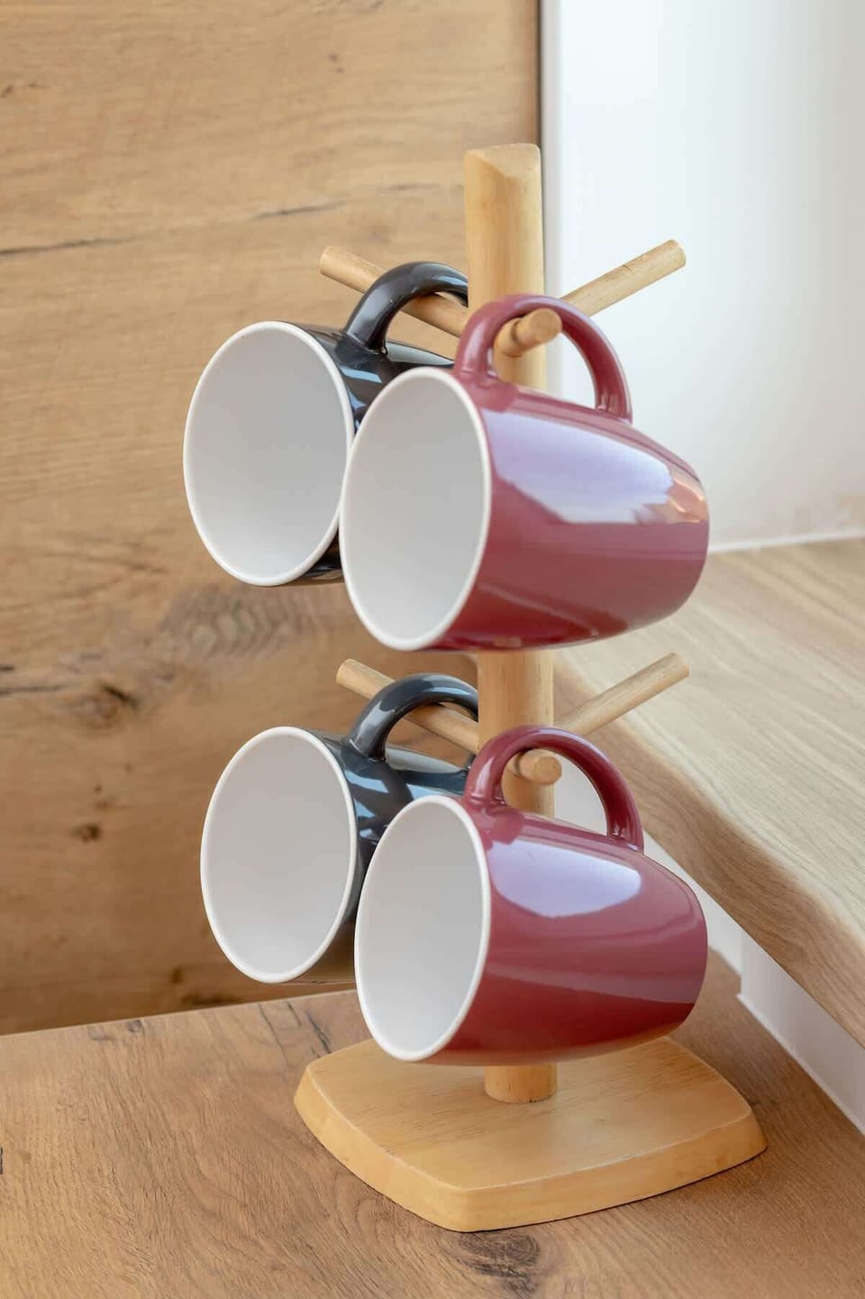 Cup rack in the kitchenette.