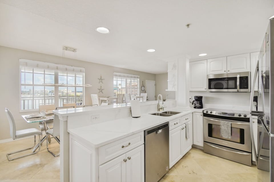 The kitchen is meticulously equipped with all the essential items and supplies you'll need. 