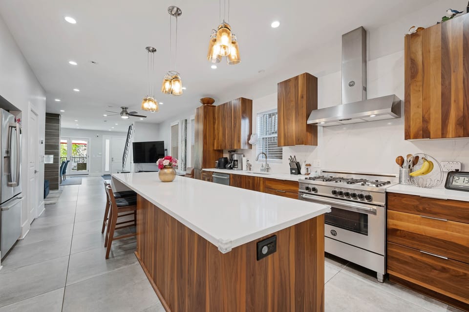 Indoors, Kitchen, Kitchen Island, Floor, Ceiling Fan