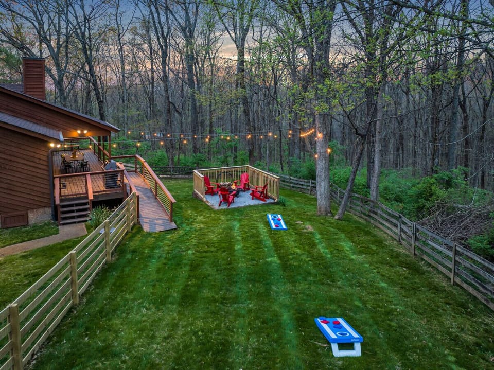 Enjoy the relaxing backyard with games and roasting smores!