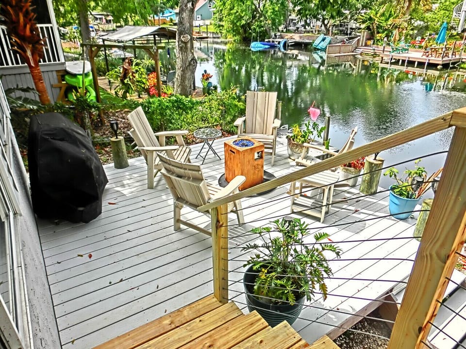 Outdoor deck with propane fire place