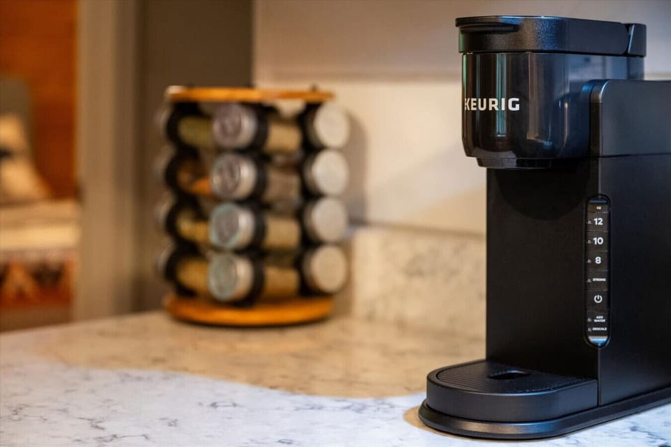 A Keurig is provided for the coffee lovers in your group.