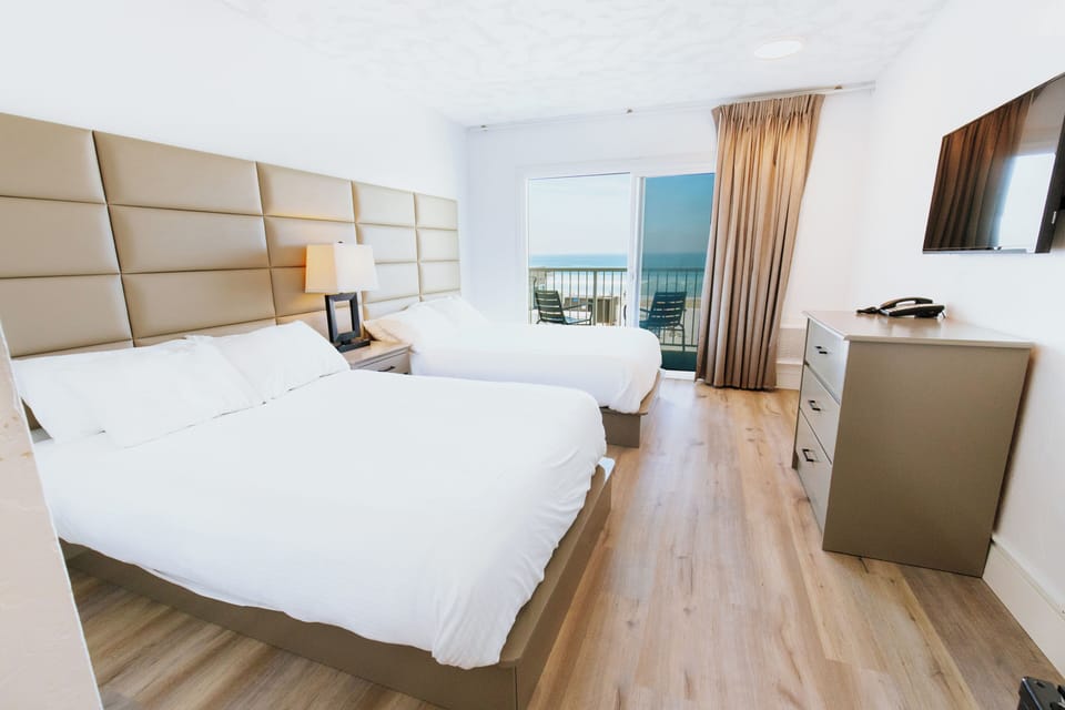Standard Double Room, 2 Double Beds, Ocean View | Premium bedding, pillowtop beds, blackout drapes, iron/ironing board