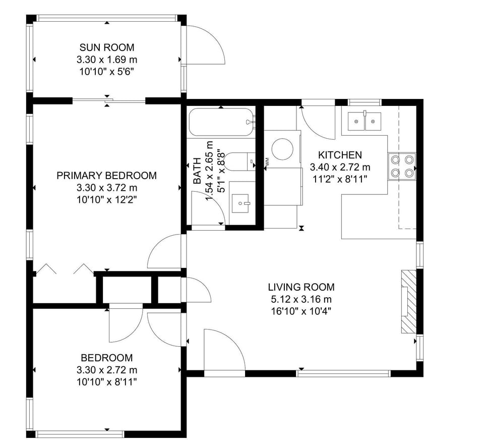 The County Cottage's floor plan.