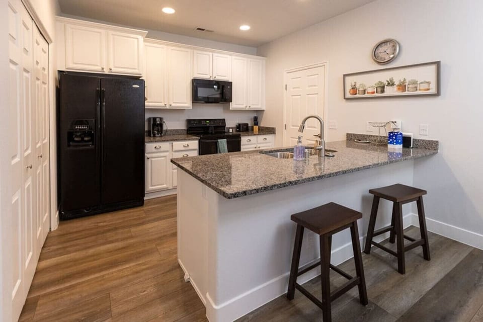 Our kitchen is sparkling clean for each stay.  We provide a completely stocked kitchen for cooking in which includes bake and cook ware, dining ware, spices, oils, coffee, and condiments.