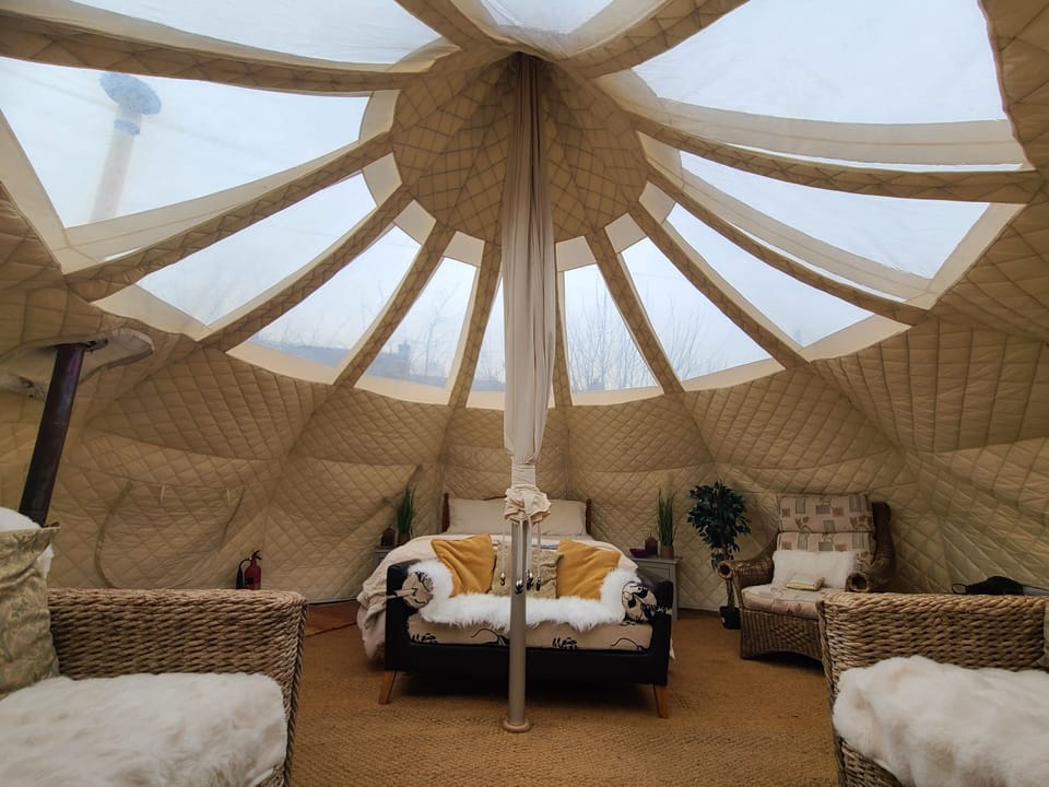 Open the canopy to soak up the day sunshine  or relax under the night sky