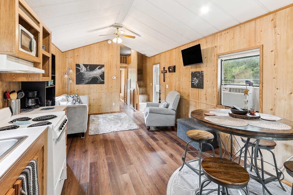 Indoors, Hardwood, Stained Wood, Home Decor, Ceiling Fan