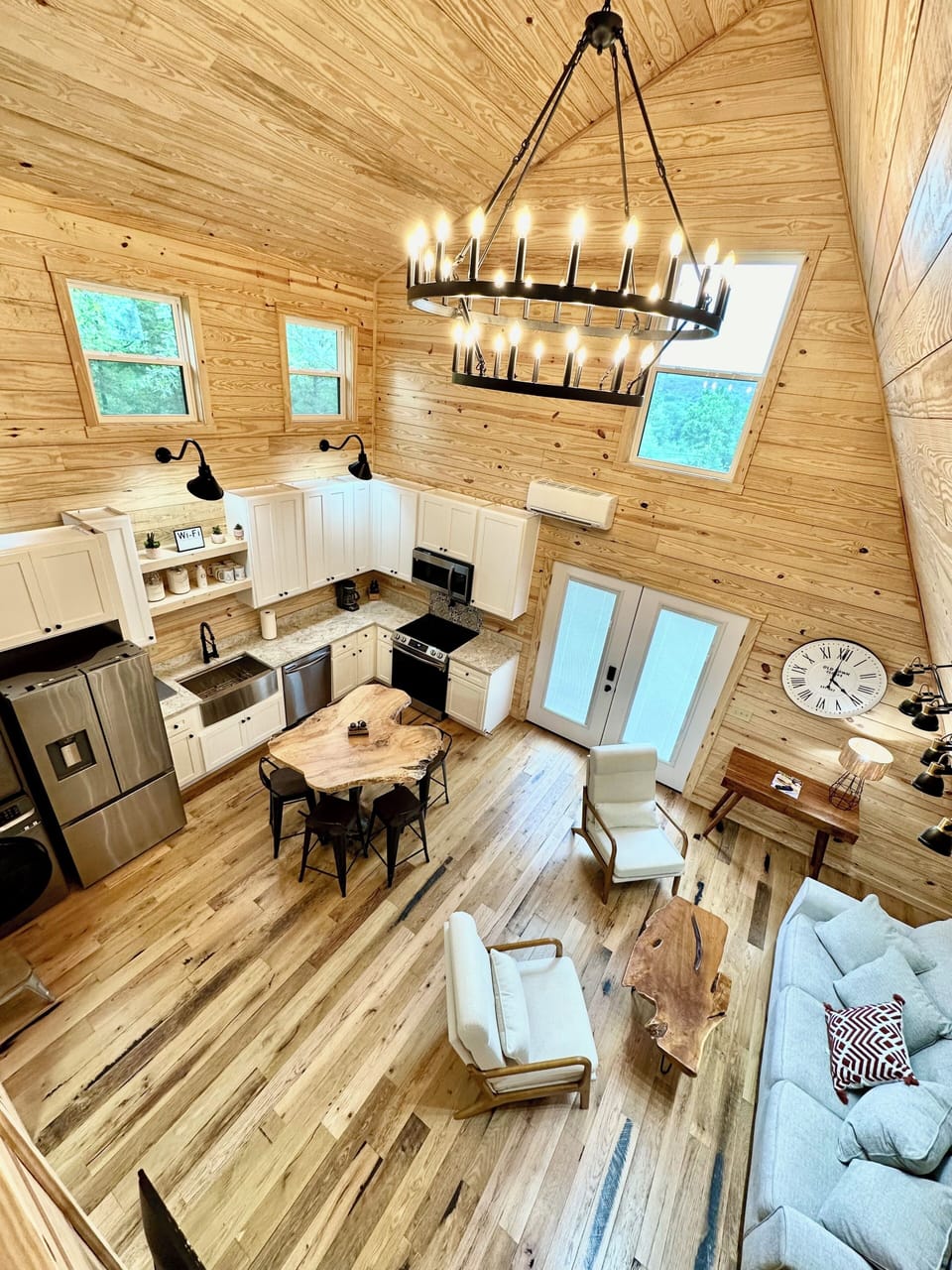 Vaulted main space boasts open concept to enjoy time together.