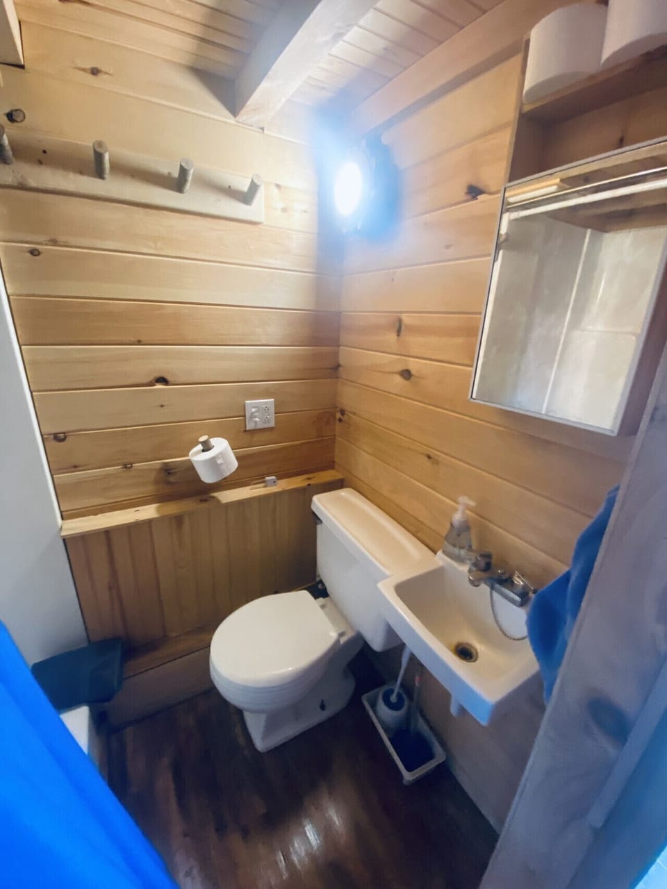Step into a bathroom that redefines expectations, complete with a generously sized, extra-large shower. You’ll be astonished to find such an impressive feature in a tiny home!