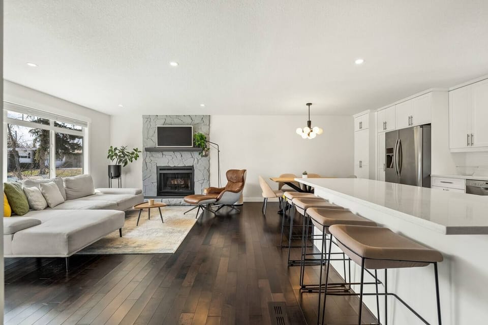Open concept kitchen and living!